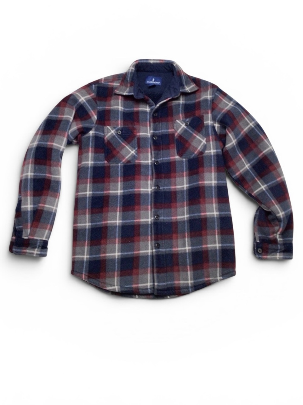 Lanesboro Plaid Fleece Shirt Jacket Unisex Medium Red Blue Gray